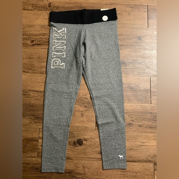 NEW PINK VS YOGA BLING LEGGINGS LARGE NWT - Picture 2 of 6